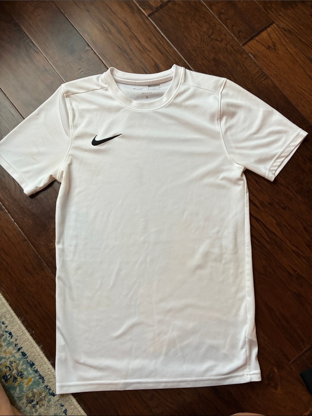 Nike White Athletic Performance Tee with Black Swoosh